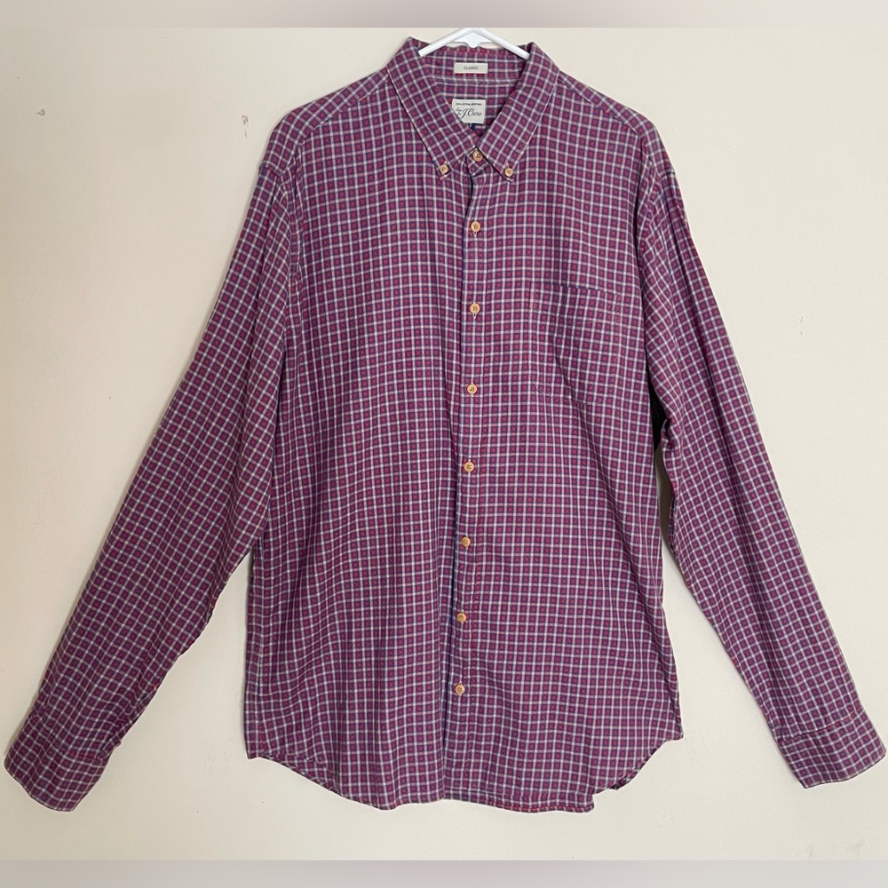 J. Crew Classic Cotton Blue and Red Gingham Button Down Shirt